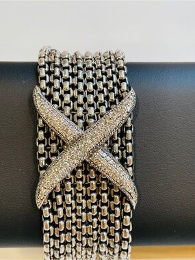 David Yurman Sterling Silver And Diamond Eight Row X Bracelet
